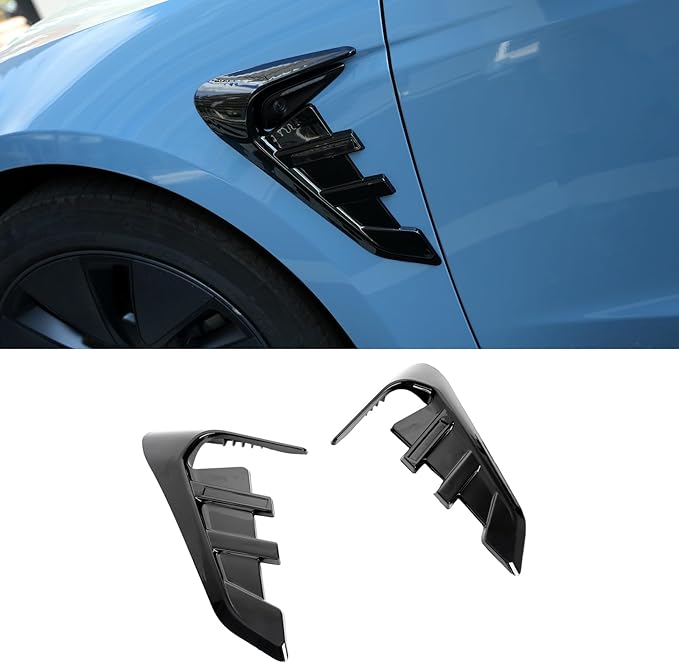 Side Camera Flanks Cover Trim for 2024 2025 Model 3 Highland, Glossy Black Side Fender Camera Protector Turn Signal Markers Cover,2 PCS