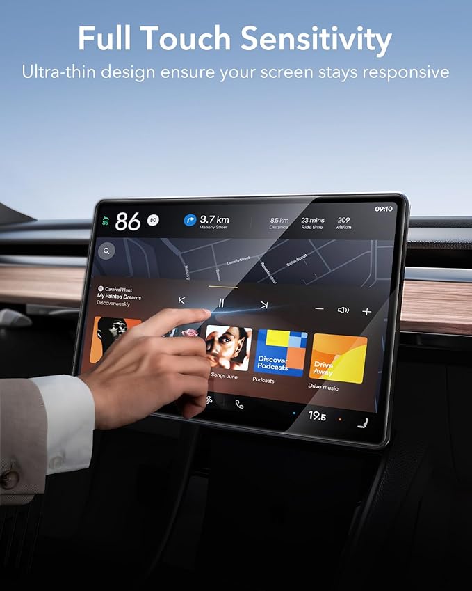 ESR Tempered-Glass Screen Protector for Tesla Model 3 Highland (2024), Matte Glass Film with Alignment Kit, Scratch and Shock Resistant, Bubble Free and Fingerprint Resistant