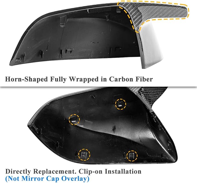 AeroBon Real Carbon Fiber Mirror Cap Covers Compatible with 2017-2026 Tesla Model 3 Mirror Caps (Replacement Style)