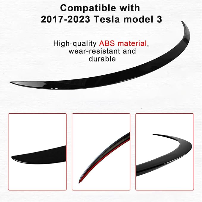 for 2017-2023 Tesla Model 3 Rear Spoiler Model 3 Accessories Rear Trunk Lip Wing (Gloss Black)