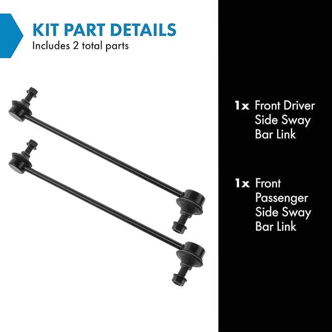 TRQ Front Driver and Passenger Side Sway Bar Link Set 2 Piece Compatible with 13-19 Ford Escape 12-18 Focus 10-13 Mazda 3 15-22 Transit Connect 15-19 Lincoln MKC 13-18 C-Max 04-11 Volvo S40 06-13 C70