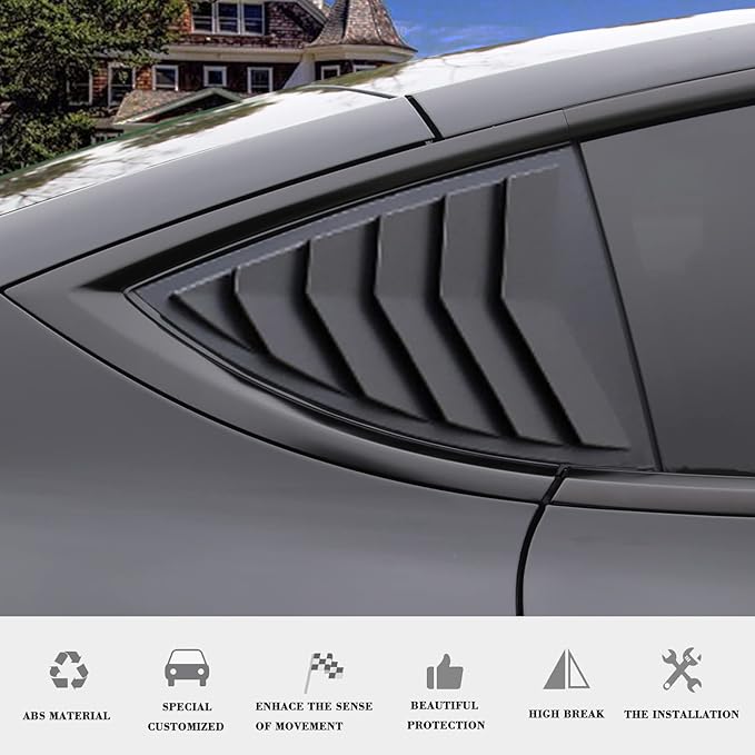 YHCDSEA for Model Y Side Window Louver Cover Sport Style for Tesla Model Y 2021 2022 2023 2024 2025 2026 Accessories (Matt Black)