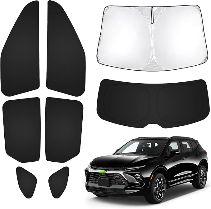 T TGBROS Windshield Sun Shade for Chevrolet Blazer 2019-2024 2025 Car Window Shades Thicken UV Block and Blackout Privacy Foldable Sunshades 8PCS Accessories Keep Cool Sun Visor Covers