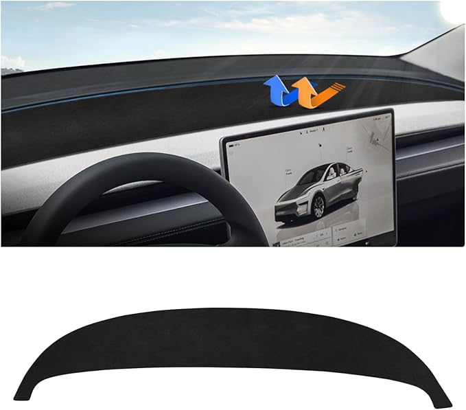 Autorder Dashboard Cover Mat for Tesla Model Y 2025 2026 Accessories Dash Cover Upgrade Flannel Dash Mat Sunshade Glare UV Rays Protector