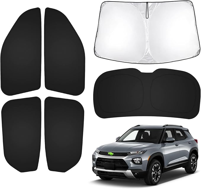 T TGBROS Windshield Sun Shade for Chevrolet Chevy Trailblazer 2021-2023 2024 Car Window Shades Thicken UV Block and Blackout Privacy Foldable Sunshades 6PCS Accessories Keep Cool Sun Visor Covers