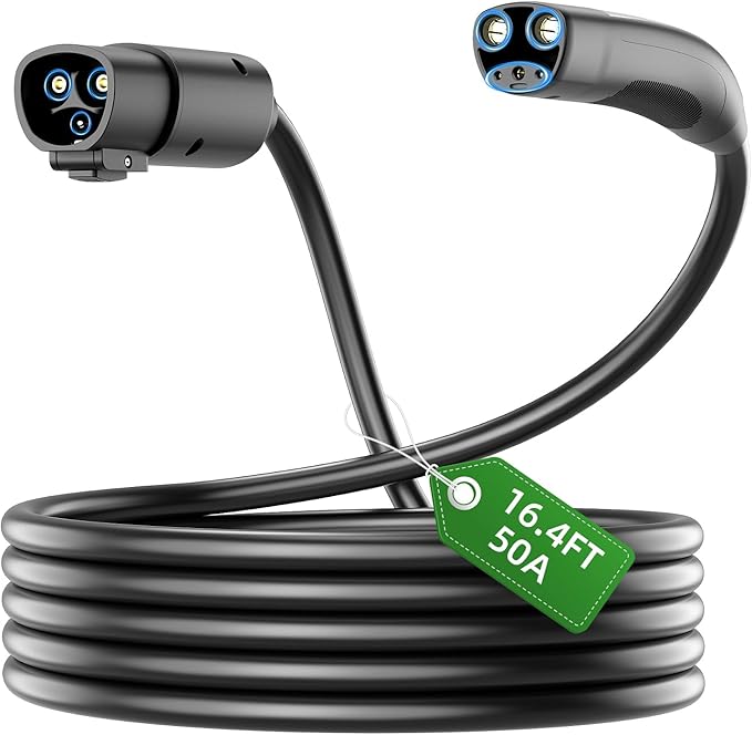 NACS Extension Cable for Tesla 16.4ft 240V 50A 12KW Level 1&2 Compatible with Model 3/Y/X/S Tesla Wall Connector & Mobile Charger