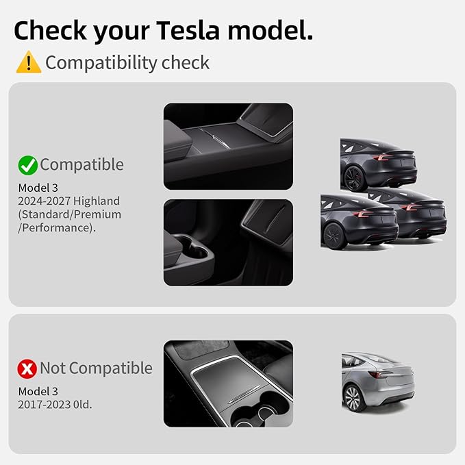 6Pcs Floor Mats for Tesla Model 3 Highland 2024 2025 2026 Full Set, Injection Molded TPE Floor Liners Includes Frunk, Trunk & Lower Storage Mats, All Weather Waterproof Cargo Accessories
