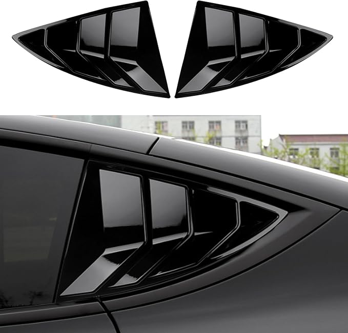 Window Louvers Fits for Tesla Model Y 2021 2022 2023 2024 2025 Accessories Rear Side Window Louvers Windshield Sun Shade Cover Auto Exterior Decoration Trim Accessories(Bright Black)