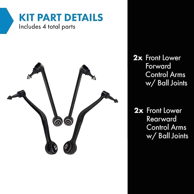 TRQ Front Left and Right Lower Control Arm with Ball Joint Set 4 Piece Compatible with 2011-2013 Chevrolet Caprice