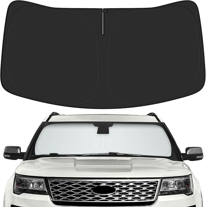 Car Windshield Sun Shade for Ford 2011-2019 Explorer Accessories (OEM Design) Reflective Foldable Heat Insulation Sunshade for Ultimate Protection