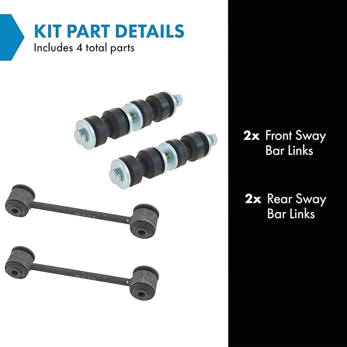 TRQ Front & Rear Sway Bar Stabilizer Link Set Compatible with 2001-2010 Chrysler PT Cruiser