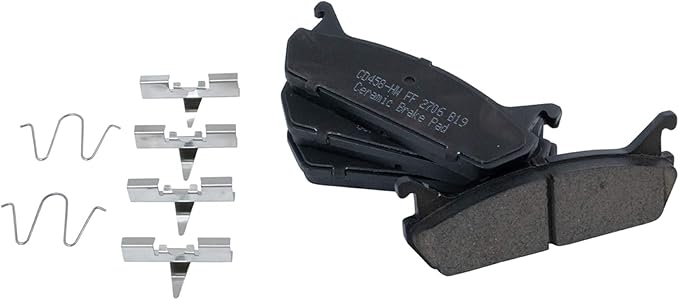 TRQ Rear Brake Pads Ceramic Hardware Compatible with 1991-1996 Ford Escort 1990-1993 Mazda Miata 1990-1994 Protege 1991-1996 Mercury Tracer