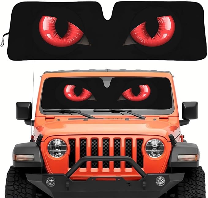 Horror Windshield Sun Shade for Car SUV Truck (55x30 Inches), Front Window Visor for Windows, Protector Blocks UV