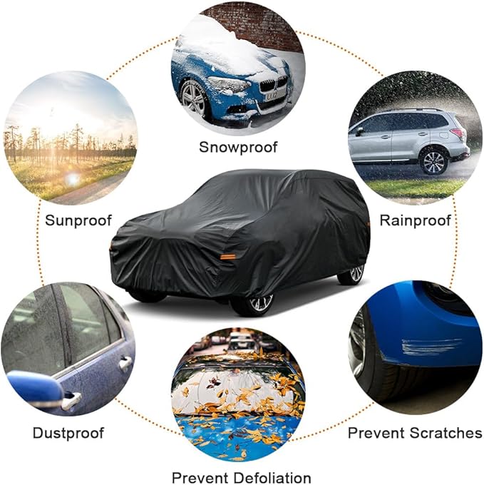 Kayme 7 Layers SUV Car Cover Custom Fit for Dodge Durango（2004-2025 Waterproof All Weather for Automobiles, Outdoor Full Cover Rain Sun UV Protection.Black