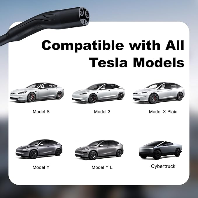 Level 2 Tesla Charger 32Amp, 7KW Electric Vehicle Portable Charger with 20FT Cable, Home EV Charging Station for Tesla Models Y/X/3/S, 240V NEMA 14-50 Plug