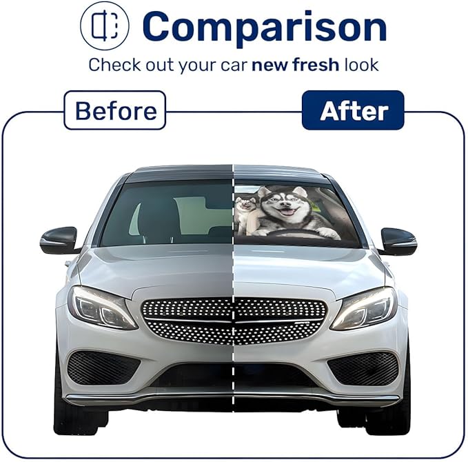 Horror Windshield Sun Shade for Car SUV Truck (55x30 Inches), Front Window Visor for Windows, Protector Blocks UV