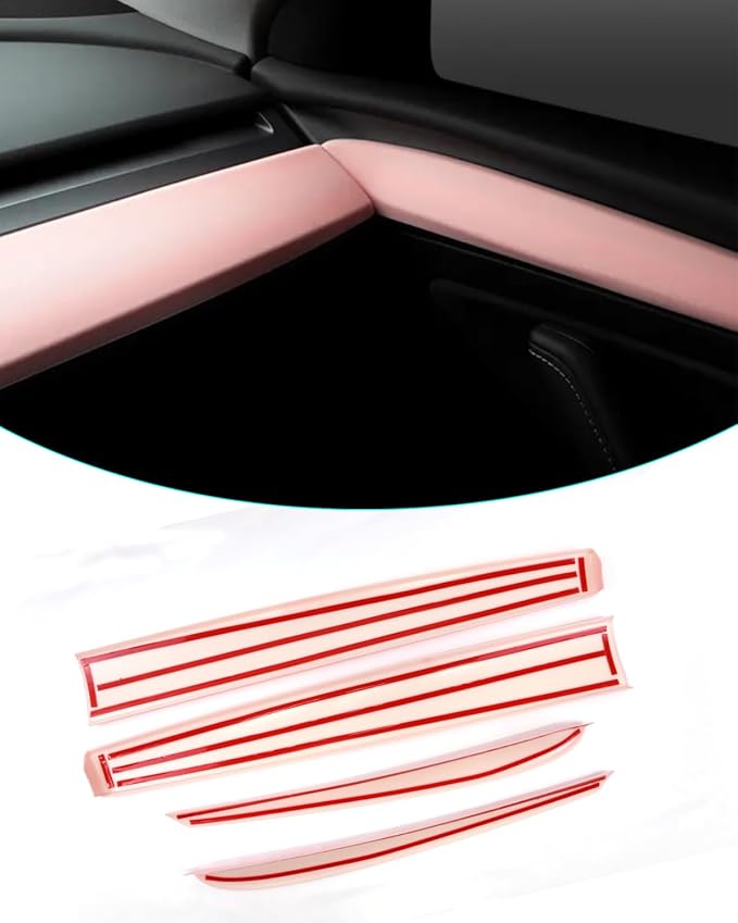 Pink Dashboard Cover and Front Door Cover Compatible with Tesla Model 3（2021-2023） and Model y（2019-2024 (Pink)