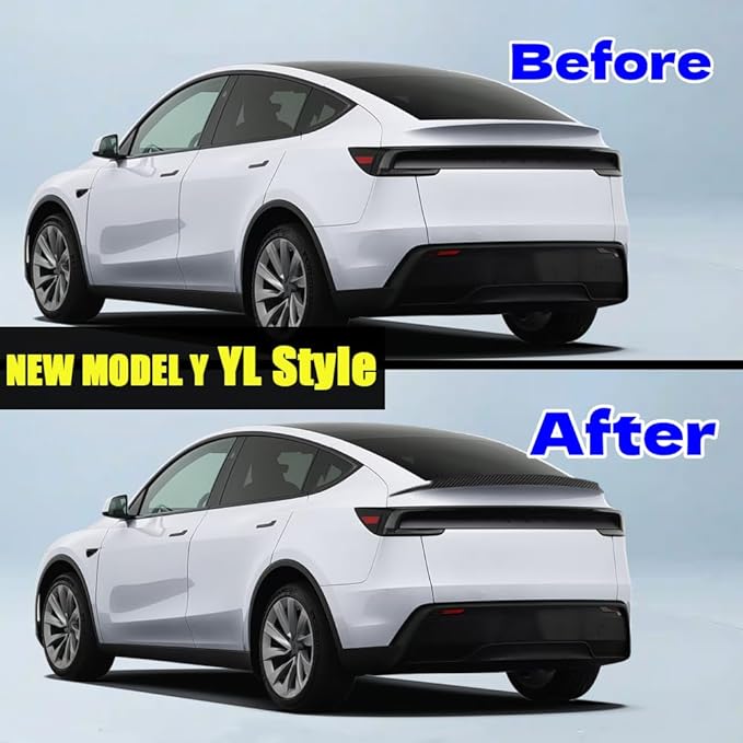 STSEV01 Rear Spoiler Fit for Tesla New Model Y Juniper 2026, Model YL-Style Performance Type ABS Wing Sporty Appearance, Trunk DeckLid Lip Exterior Accessories, Tape Installation(Carbon Fiber Style)