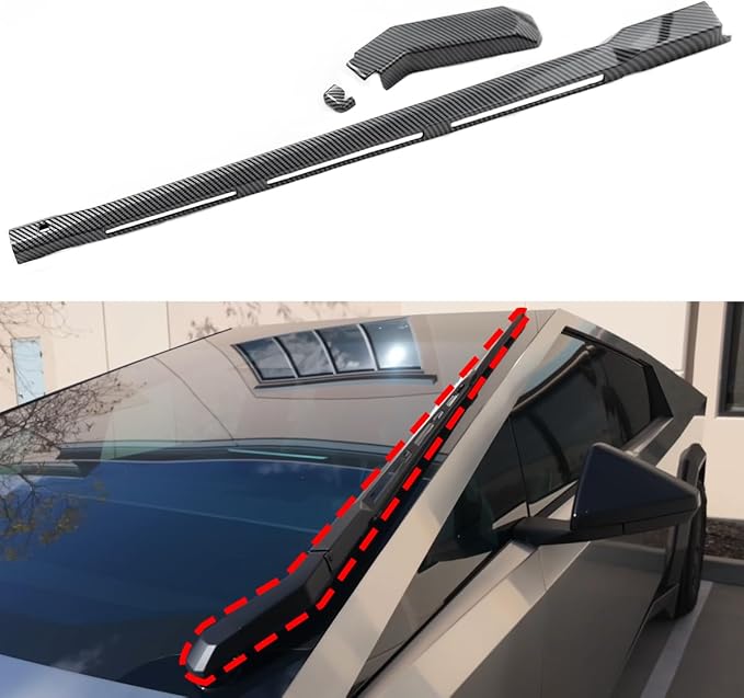 Barong for Tesla Cybertruck Accessoriess Interior Stickers Windshield Wiper Cover Trim Frame Decal Carbon Fiber Pattern