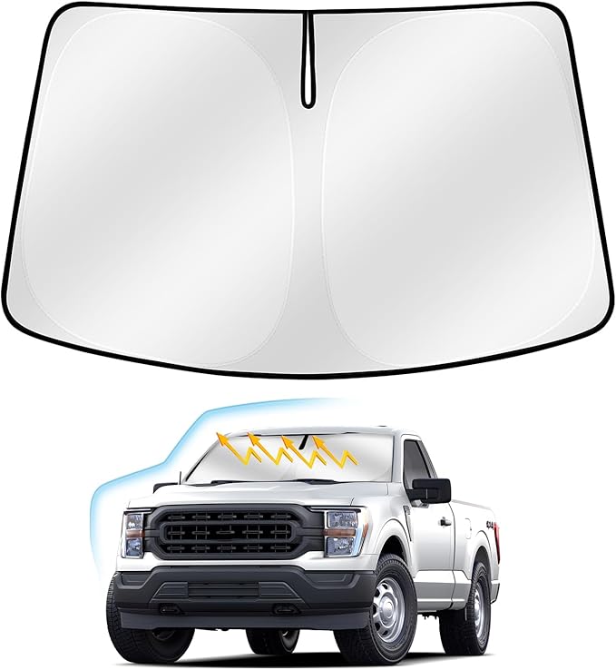 Windshield Sun Shade for 2021-2024 2025 Ford F-150/2022-2025 F150 Lightning, Upgraded Nano Materials Front Window Shade Cover for Ford F 150 Accessories, Foldable Sun Visor Protector Block UV Rays
