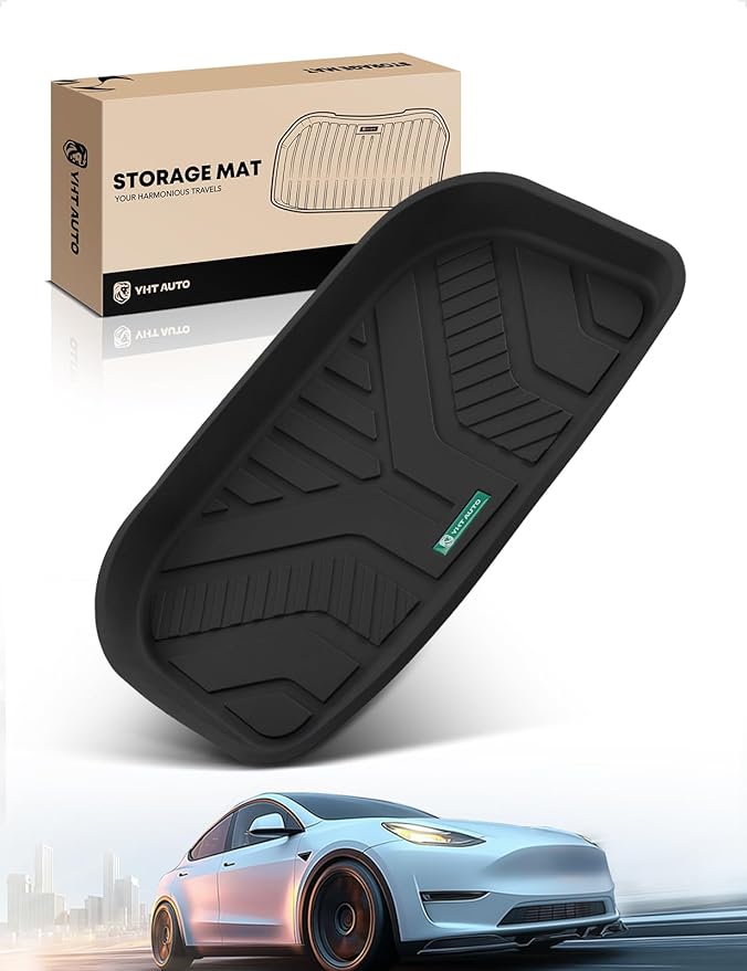 YHTAUTO Rear Lower Storage Trunk Mat Compatible with Tesla Model Y Juniper 2025 2026, TPE Floor Liners All Weather Custom Fit, Black
