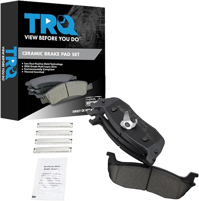 TRQ Rear Brake Pads Ceramic Compatible with 1997-2004 Ford Expedition 1997-2004 F-150 2004 F-150 Heritage 1997-1999 F-250 2002 Lincoln Blackwood 1998-2002 Navigator 2003-2011 Town Car