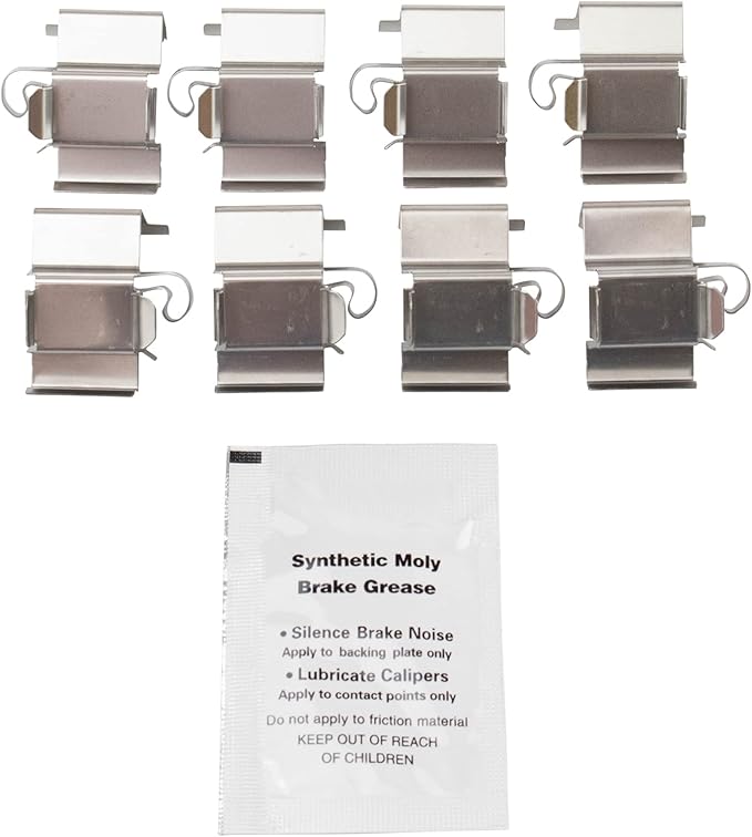 TRQ Front Ceramic Brake Pad Set Includes Contact Point Grease and Hardware Compatible with 2019-2023 Ram 1500 2022 Jeep Wagoneer 2022 Grand Wagoneer