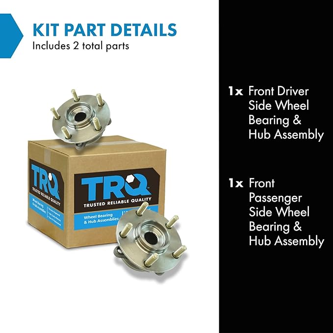 TRQ Front Left and Right Wheel Bearing and Hub Assembly Set 2 Piece Compatible with 09-15 Mitsubishi Lancer Ralliart 10-15 Lancer Evolution MR 10-15 Lancer Evolution GSR 12-15 Lancer SE