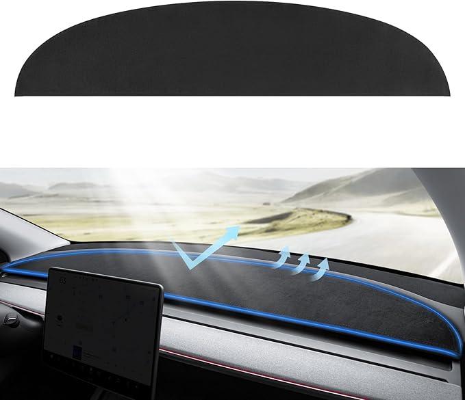 for Tesla Model 3 Y Dashboard Cover, Anti-Glare Suede Dashboard Pad Sun Protection Dash Mat Compatible with Tesla Model 3 2017-2023 and Model Y 2020-2025 Accessories