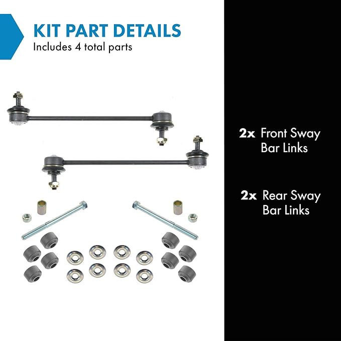 TRQ Front & Rear Sway Bar Stabilizer Link Set Compatible with 2000-2010 Ford Focus