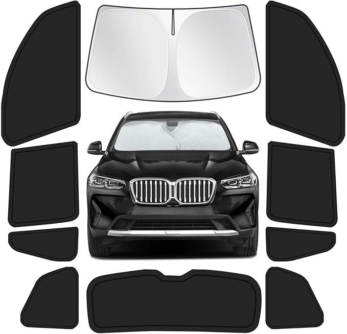 for BMW X3 2018-2024 Car Window Shades, 10pcs Privacy Sun Shade Set for Front Windshield Side and Rear Windows, Full Window Covers Keeps Vehicle Cool for Camping Napping