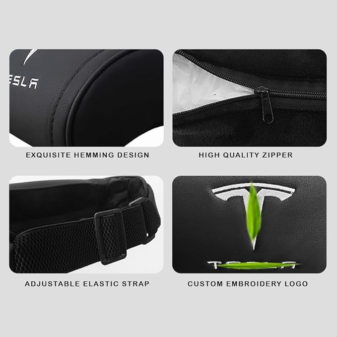 Car Headrest Neck Pillow Support Memory Foam Ergonomic Design Accessory for Driving Seat Fatigue Relief Compatible with Model S X 3 Y & Cybertruck - 1 Piece