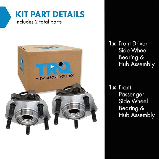 TRQ Front Driver and Passenger Side Wheel Bearing and Hub Assembly Set 2 Piece Compatible with 2015-2018 Chevrolet City Express 2013-2019 Nissan NV200 2013-2019 Sentra 2013-2017 Leaf