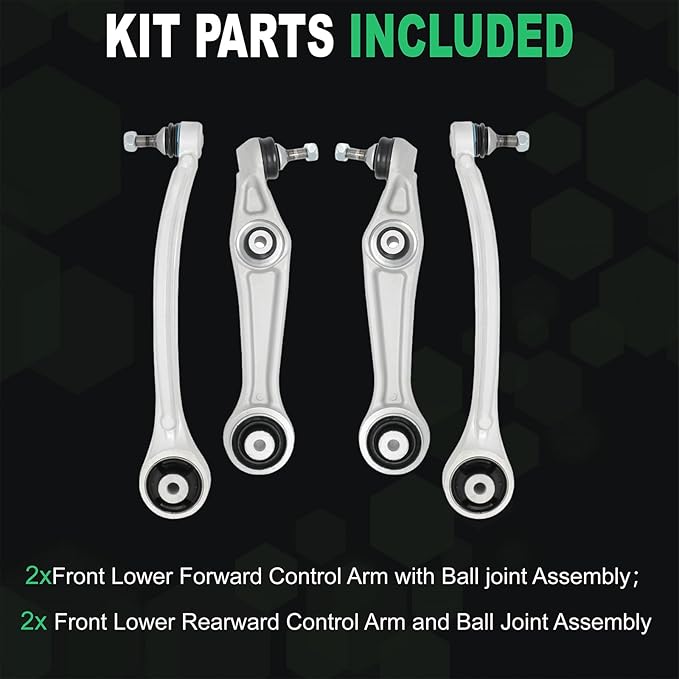 Front Lower Control Arm Suspesion Kit with Ball Joints Fit for Tesla Model S 2012-2021, Model X 2016-2021；Reference Numbers 104157000A, 104895100A