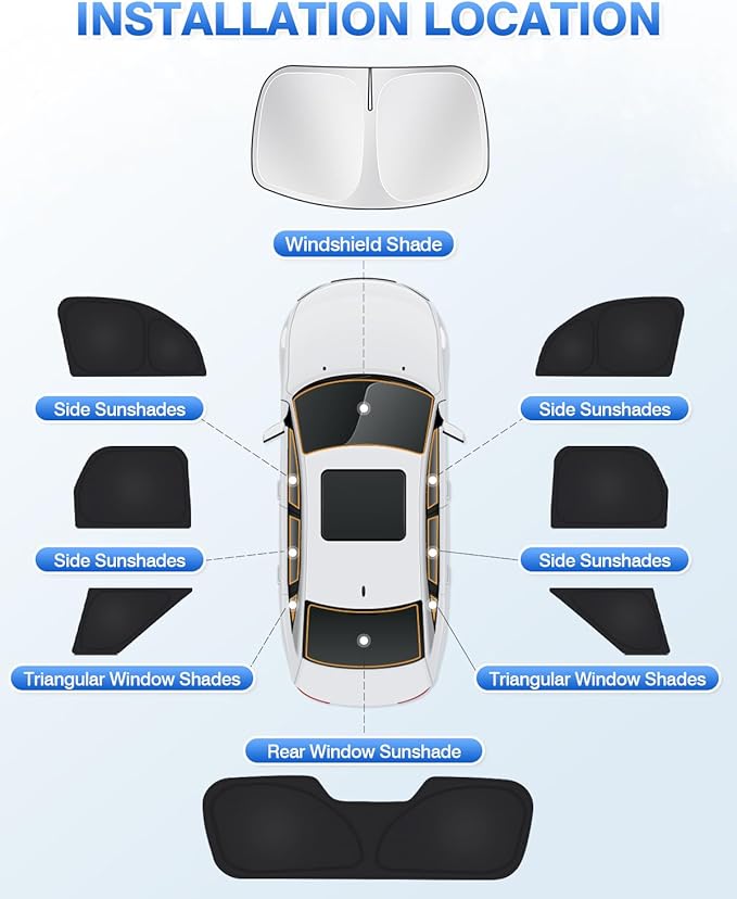 Windshield Sun Shade for Ford Bronco Sport 2021-2025 2026 Side Rear Window Shade Cover Set Window Sun Visor Blocker Privacy Protection Keep Vehicle Cool Black 8PCS