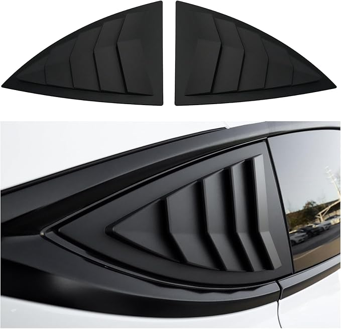 WildWell Rear Side Window Louver Cover for 2020-2026 Tesla Model Y & Model Y Juniper, Side Window Louver Air Vent Scoop Sunshade Covers Exterior Accessories Matte Black