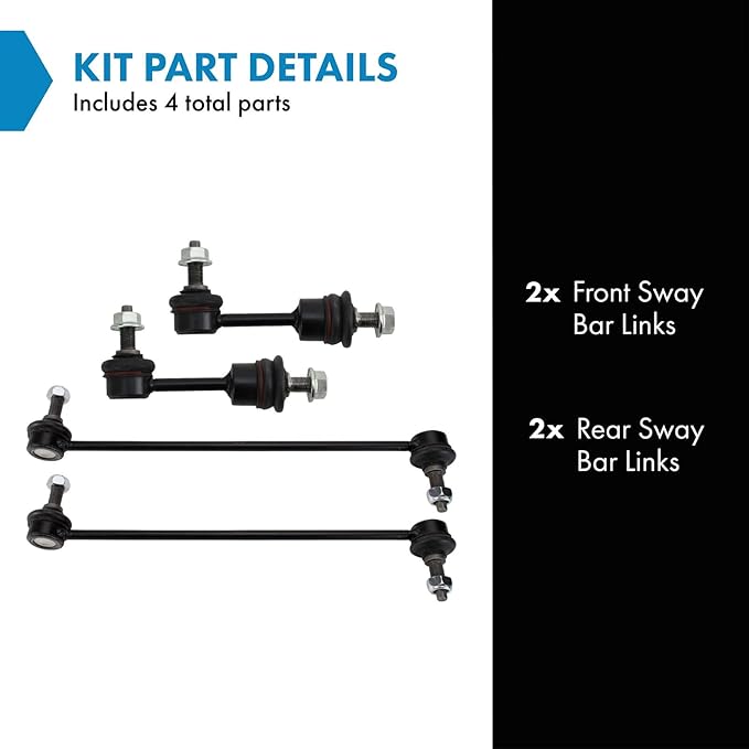 TRQ Front and Rear Sway Bar Link Set 4 Piece Compatible with 2016-19 Kia Sorento 2019-21 Hyundai Santa Fe