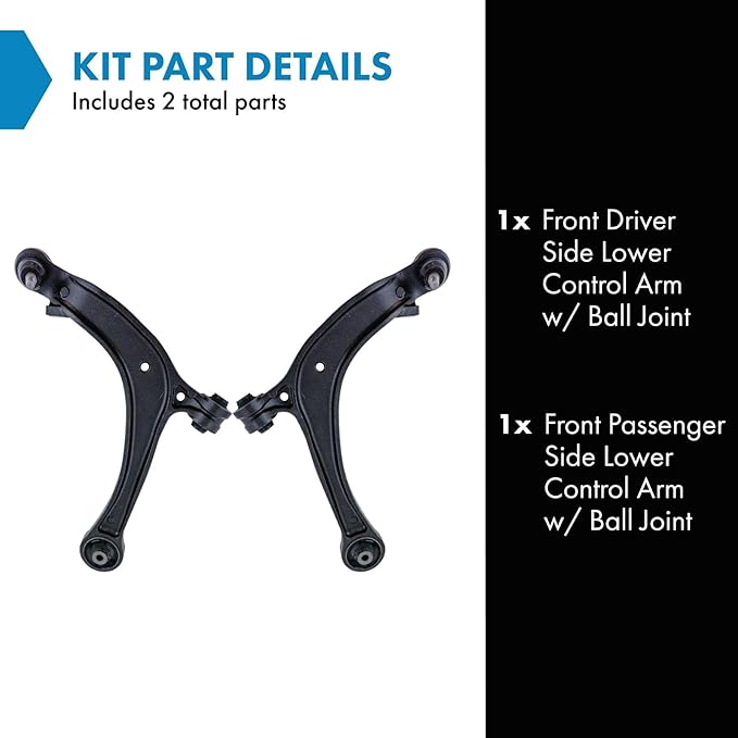 TRQ Front Lower Driver and Passenger Side Control Arm and Ball Joint Set 2 Piece Compatible with 2011-2013 Honda Odyssey