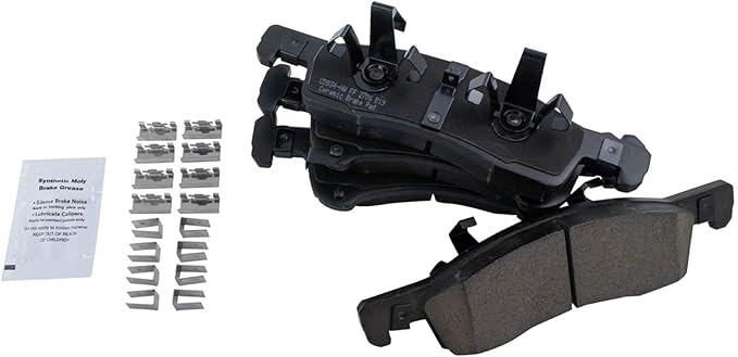 TRQ Front Brake Pads Ceramic Hardware Wear Sensor Compatible with 2003-2006 Ford Expedition 2003-2006 Lincoln Navigator