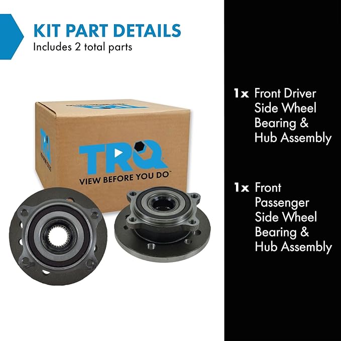 TRQ 2 Piece Front Wheel Bearing & Hub Assembly Set Compatible with 2002-2006 Mini Cooper