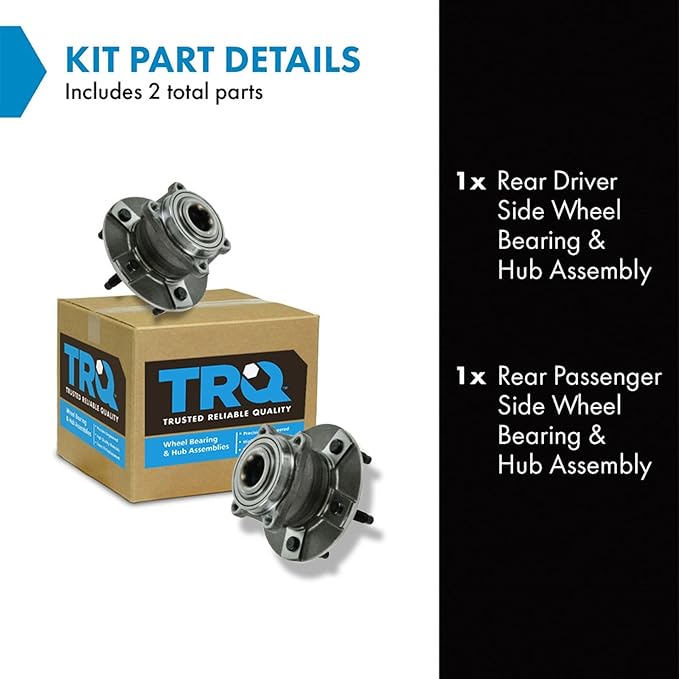 TRQ 2 Piece Rear Wheel Bearing & Hub Assembly Set Compatible with 2005 Chevrolet Equinox 2006 Pontiac Torrent 2002-2007 Saturn Vue