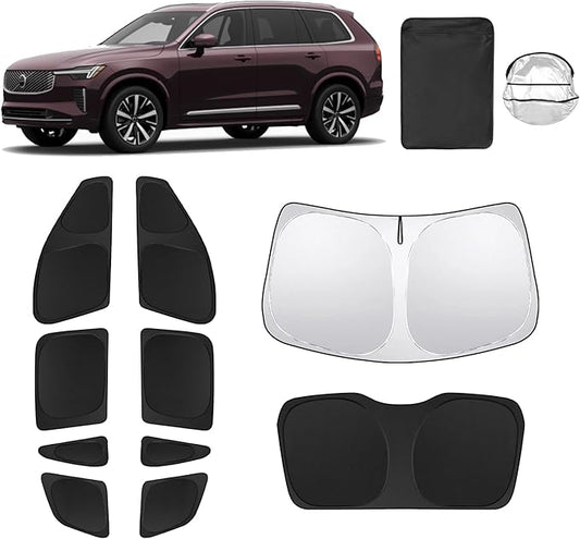 10pcs Car Window Shades for Volvo XC90 2016-2024 2025 Accessories,Windshield Side Rear Full Sunshade,Sun Visor UV Blocking, Privacy Protection and Blackout for Camping Outdoor