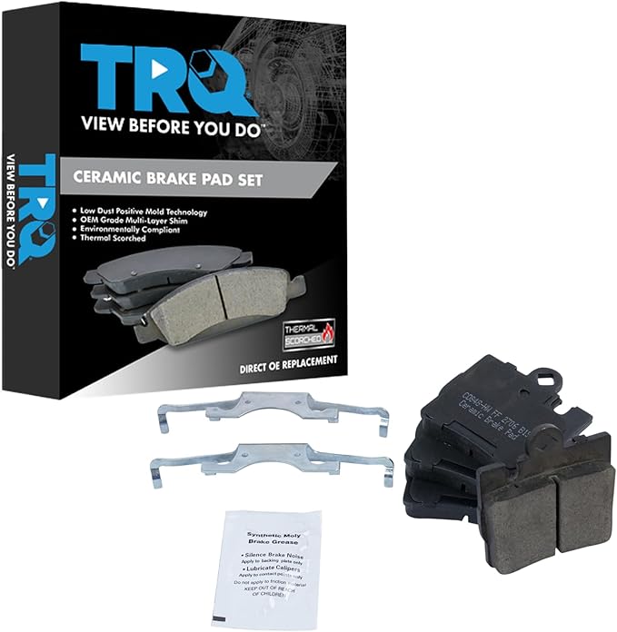 TRQ Rear Brake Pads Ceramic Hardware Compatible with 2000-2003 Mercedes-Benz CL500 2001-2004 CL600 2001-2003 CL55 AMG 2000-2002 S430 S500 2001-2003 S55 AMG S600