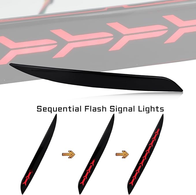 Smoked Lens Rear Fog Bumper Reflector Brake Tail Sequential Flash Singal Lights Lamp 3 in 1 Compatible with Tesl a Model Y 2022-2023 Standard Performance Arrow Style