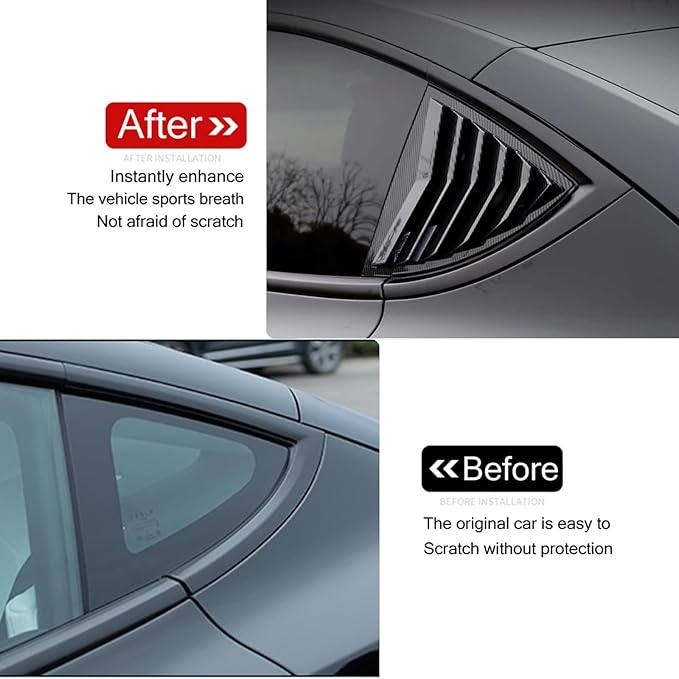 for Model Y Side Window Louver Cover Sport Style for Tesla Model Y 2021 2022 2023 2024 2025 Juniper Accessories(Glossy Carbon Fiber Pattern)