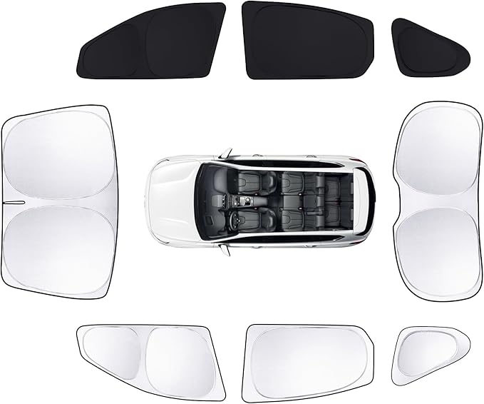 8pcs Car Window Shades for Hyundai Santa Fe 2013-2018 Accessories,Windshield Side Rear Full Sunshade,Sun Visor UV Blocking, Privacy Protection and Blackout for Camping Outdoor