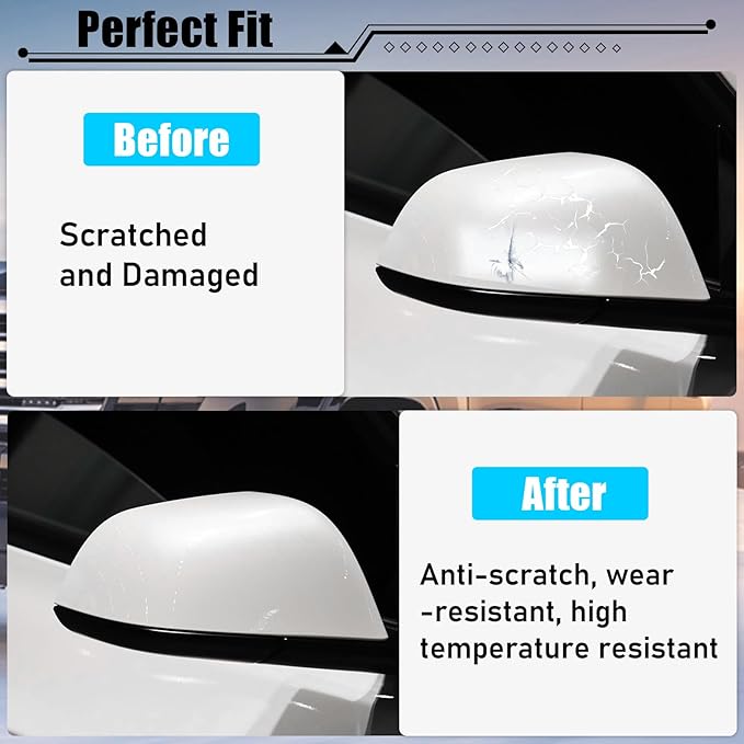 Jaronx Compatible with Tesla Model 3 Side Mirror Cover Replacement 2017 2018 2019 2020 2021 2022 2023 2024 2025, Passenger Side Rear View Door Mirror CoverCaps for Model 3 Accessories(Pearl White)