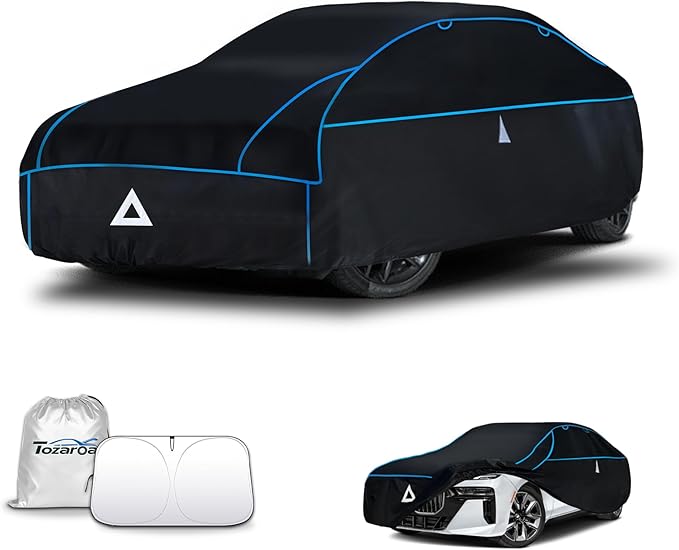 Hail Protector Car Cover for Sedan(Length:195-208inch) + Gift Windshield Sunshade, Multi-Layered EVA Hail Proof Car Cover, Padded Car Hail Protector Blanket for ES350, Models, Avalon, Impala etc.