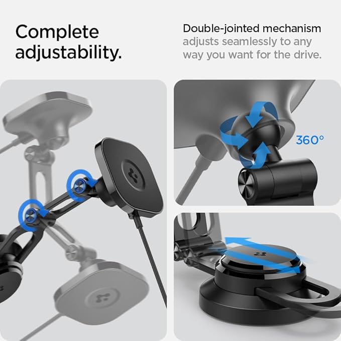 Spigen OneTap Pro 3 Tesla Phone Mount (Foladable and Hidden) for All Tesla Model Y/3/S/X/Cybertruck with Charging - MagSafe/Pixelsnap - Compatible with Updated 16in Screen for Tesla