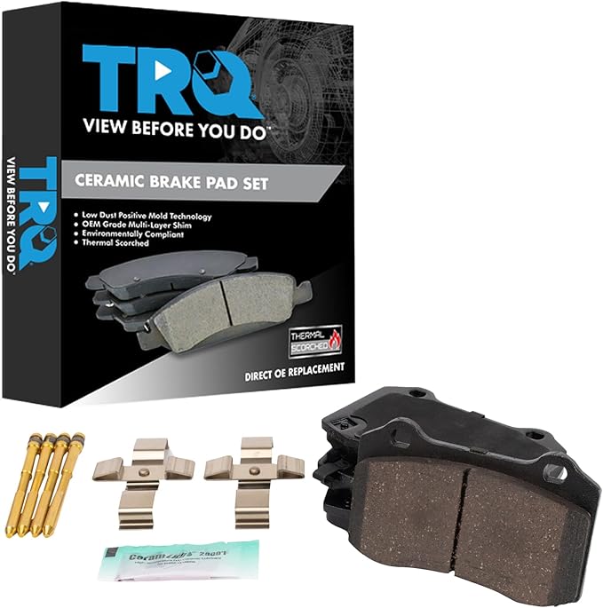 TRQ Rear Ceramic Brake Pad Set Compatible with 10-13 Hyundai Genesis Coupe with 4 Piston Rear Calipers 14 Genesis Coupe 2.0T 14-16 Genesis Coupe 3.8 12-15 Tesla Model S